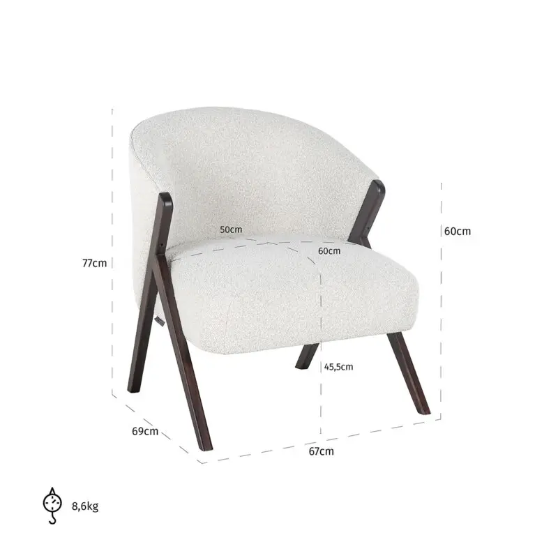 - Fauteuil Mia white bouclé (Copenhagen 900 Bouclé White)