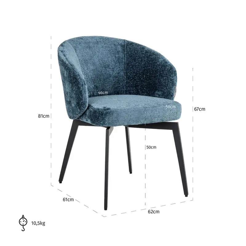 - Stoel Amphara blue chenille fire retardant (Bergen 601 blue chenille)