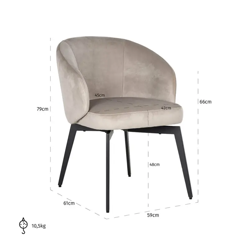 - Stoel Amphara khaki velvet fire retardant (FR-Quartz 903 Khaki)
