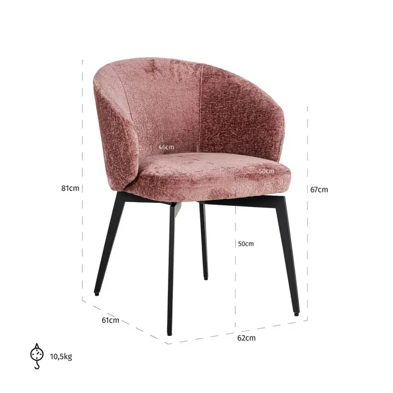 - Stoel Amphara rose chenille fire retardant (Bergen 705 rose chenille)