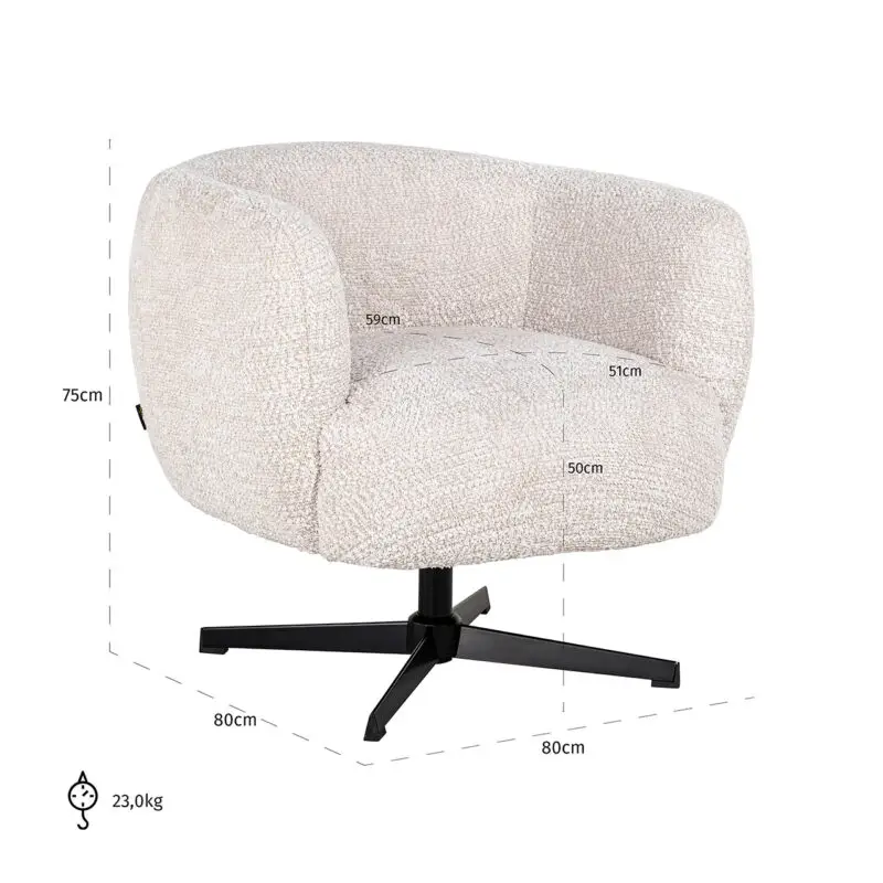 - Draaifauteuil Estelle Lovely Cream (Be Lovely 11 Cream)