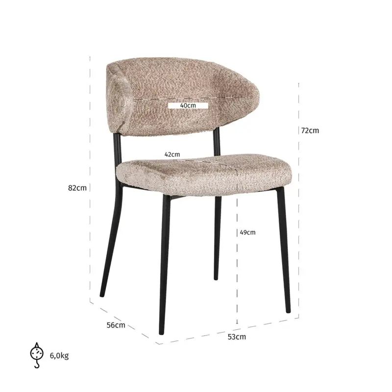 - Stoel Bea (set van 2) Sheep Nature (Sheep 01 nature)