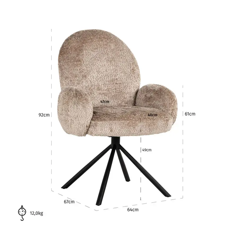 - Draaistoel Jolie natural sheep (Sheep 01 nature)