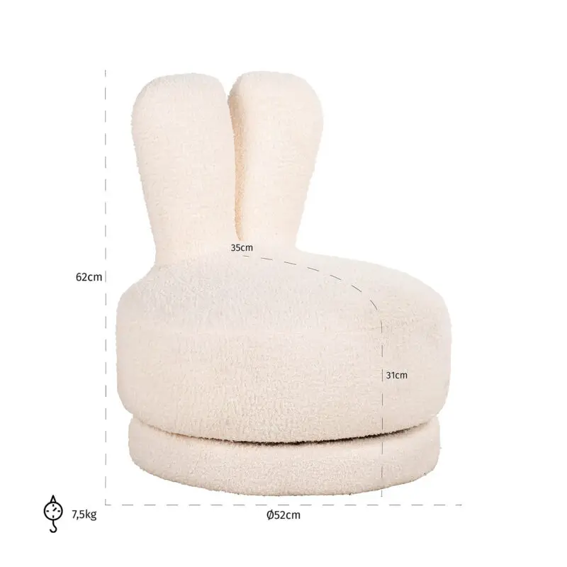 - Kinderstoel Bunny white teddy (Teddy 14 White)
