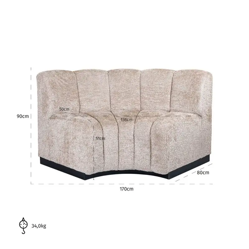 - Recht hoek eetkamerbank Hillpark lovely beige (Be Lovely 170 Beige)