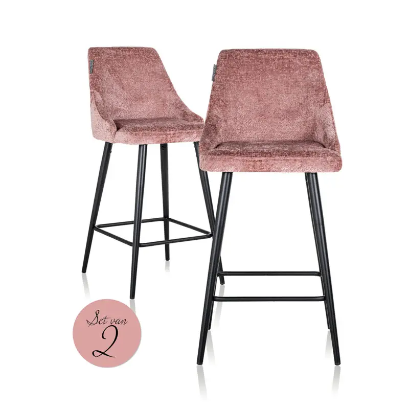 - Counter stoel Brooke rose chenille (set van 2) (Bergen 705 rose chenille)