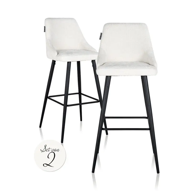 - Bar stoel Brooke white unicorn (set van 2) (Unicorn 02 white)