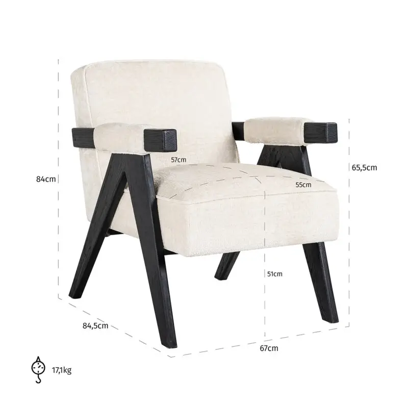 - Fauteuil Cooper white chenille (Bergen 900 white chenille)