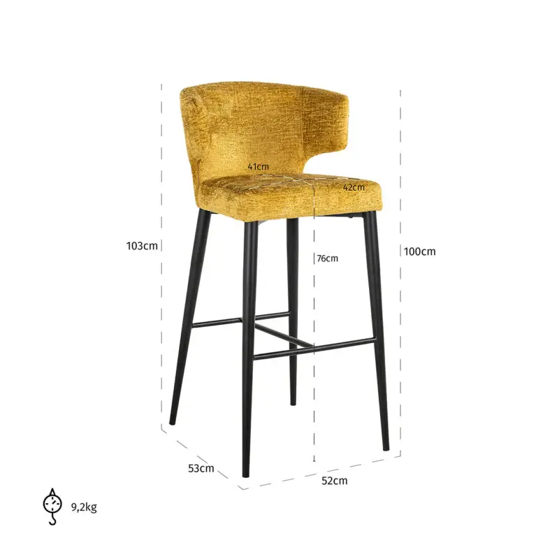 - Barstoel Taylor mustard fusion (Fusion mustard 06)