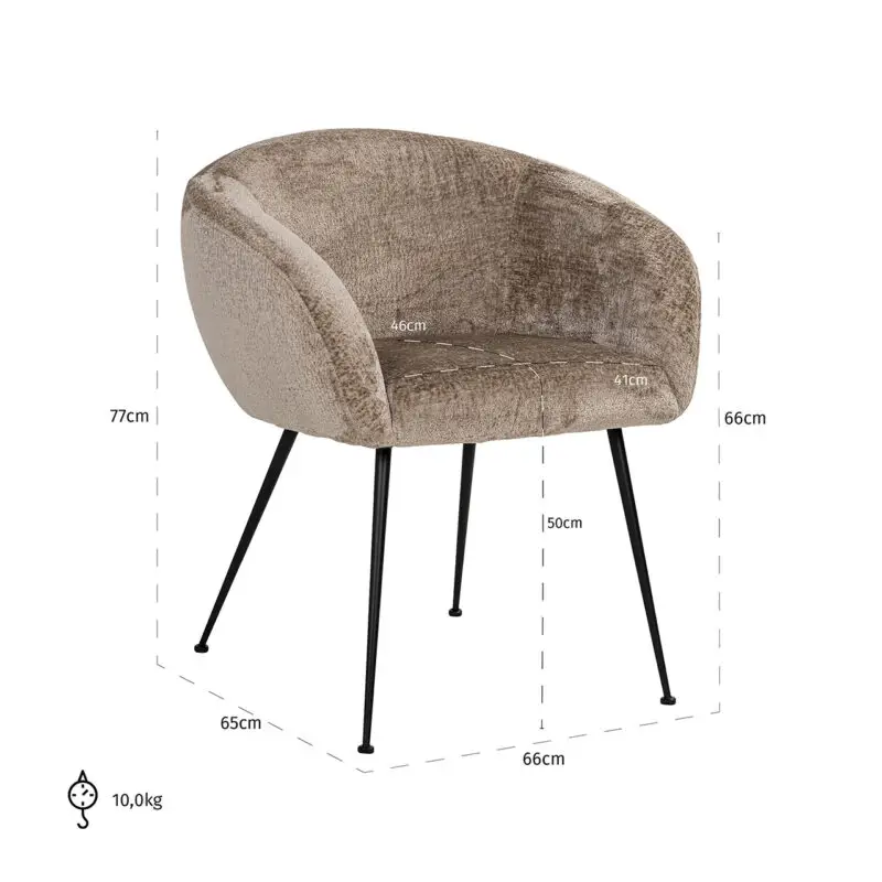 - Stoel Ruby taupe chenille (Bergen 104 taupe chenille)