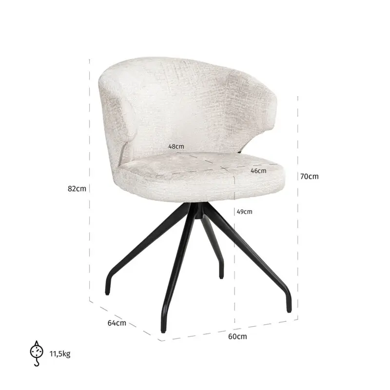 - Draaistoel Milly cream fusion (Fusion cream 02)