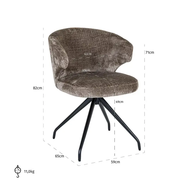 - Draaistoel Milly stone chenille (Niagara 104 Stone Chenille)
