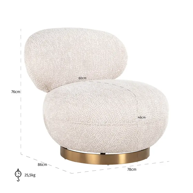 - Draaifauteuil Jace lovely cream (Be Lovely 11 Cream)