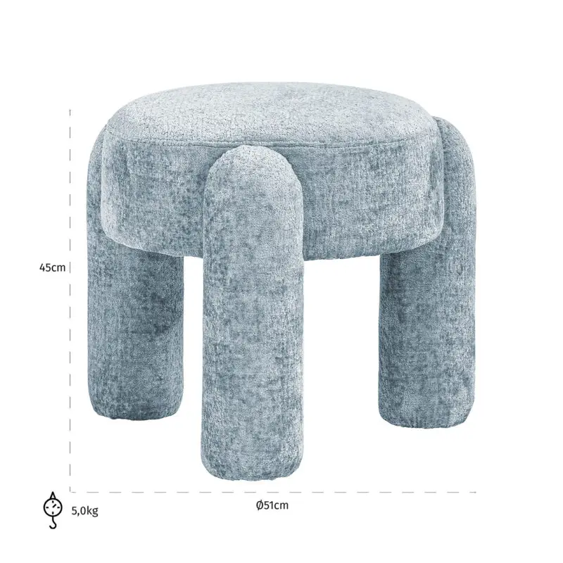 - Poef Holly light blue chenille (Bergen 602 Light blue Chenille)
