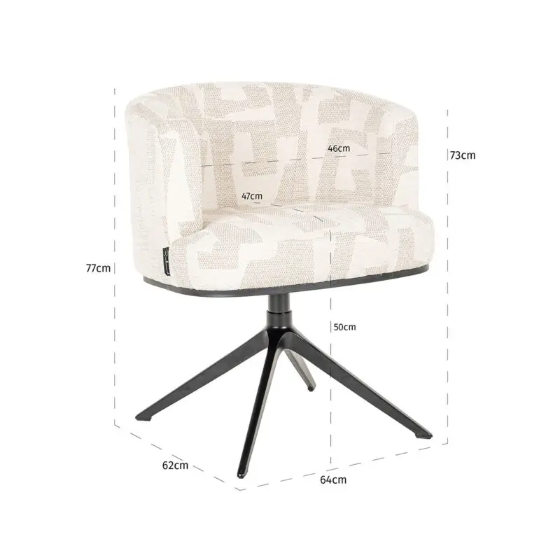 - Draaifauteuil Cheyenne beige graffic (Beige graffic)