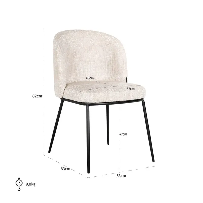 - Stoel Elvi beige chenille fire retardant (Niagara 902 beige Chenille)