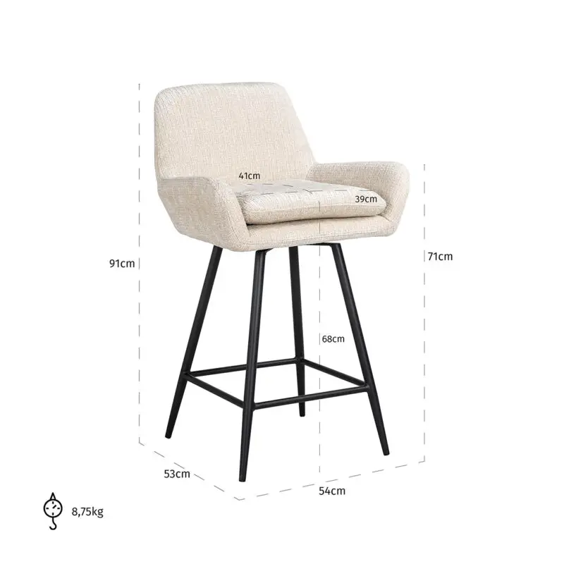 - Counterstoel  Linsey beige chenille (Niagara 902 beige Chenille)
