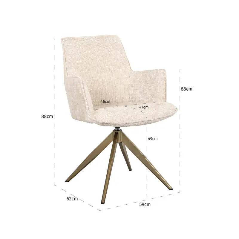 - Draaistoel met arm Dakota beige chenille (Niagara 902 beige Chenille)