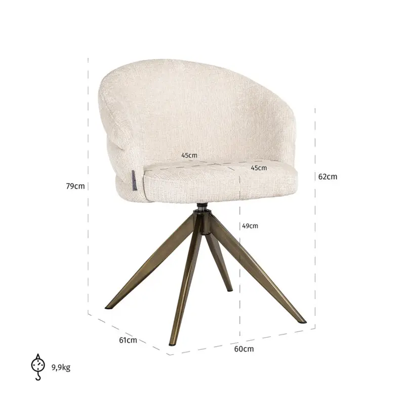 - Draaistoel Zendaya beige chenille (Niagara 902 beige Chenille)
