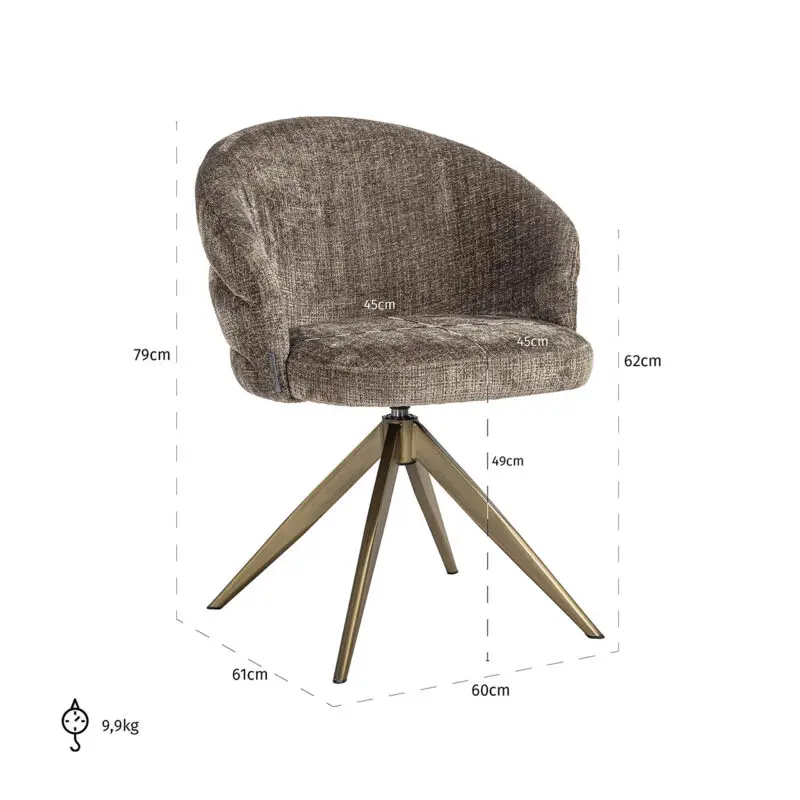 - Draaistoel Zendaya stone chenille (Niagara 104 Stone Chenille)