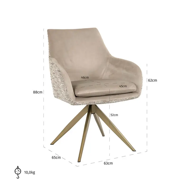 - Draaistoel Lisonne be trendy nature / khaki velvet (Be Trendy 01 Nature)