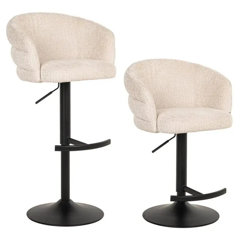 - Bar/counter stoel draaibaar Nikki beige chenille (Niagara 902 beige Chenille)