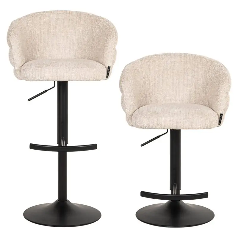 - Bar/counter stoel draaibaar Nikki beige chenille (Niagara 902 beige Chenille)