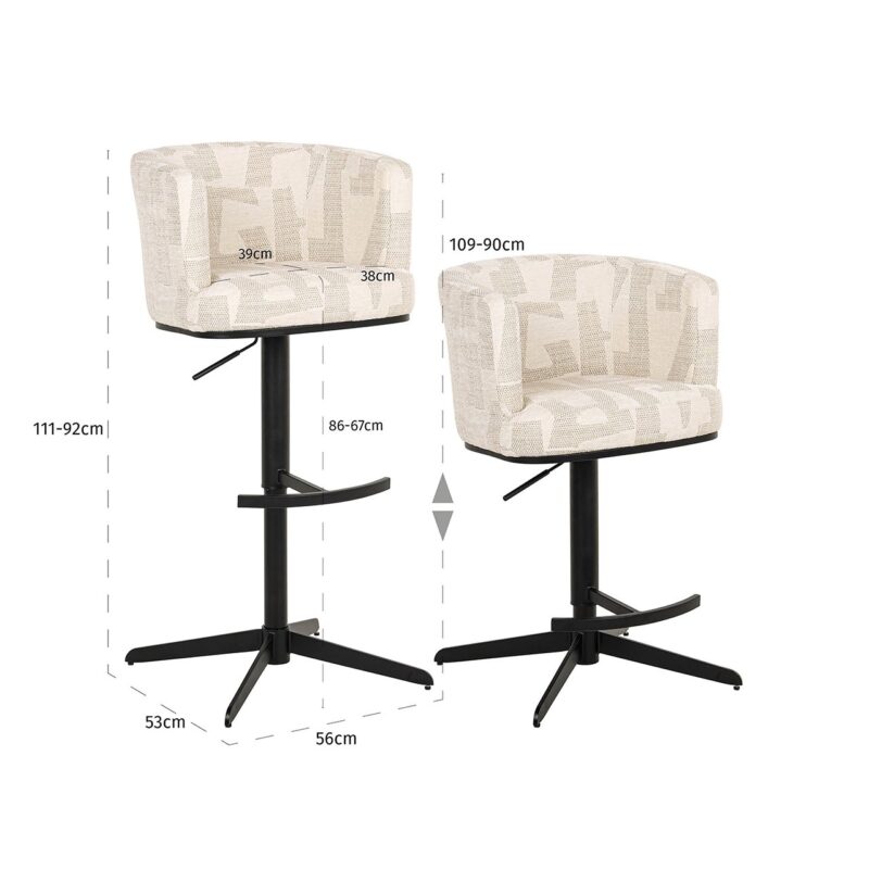 - Bar/counterstoel Cheyenne beige graffic (Beige graffic)