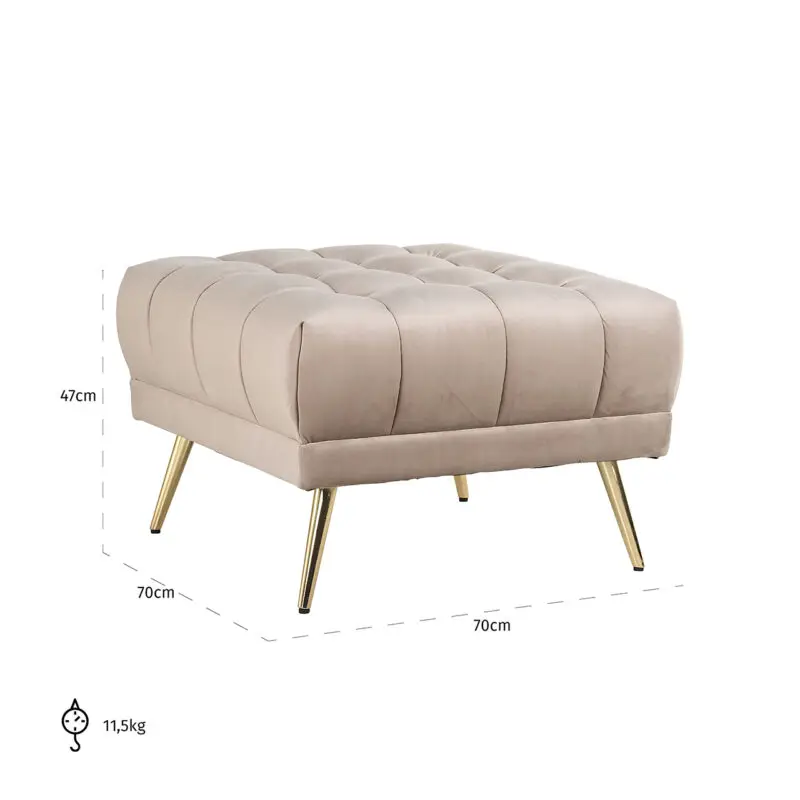 - Poef Huxley khaki velvet (Quartz Khaki 903)