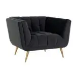 - Fauteuil Huxley Antraciet velvet / Brushed gold (Quartz Antraciet 801)