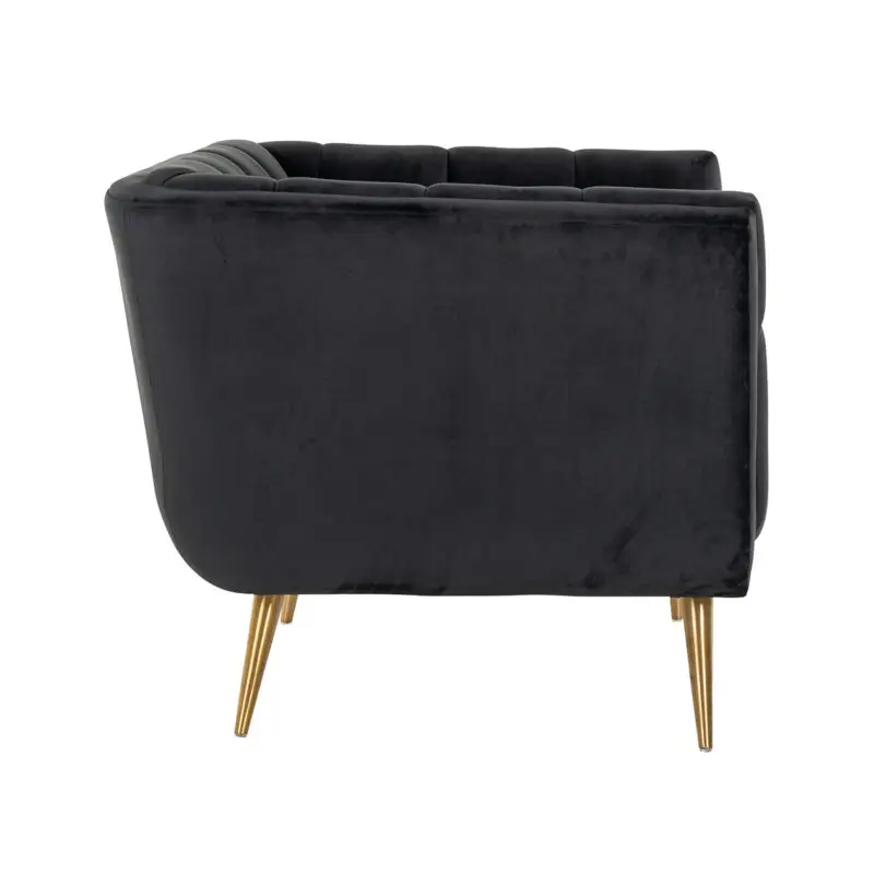 - Fauteuil Huxley Antraciet velvet / Brushed gold (Quartz Antraciet 801)