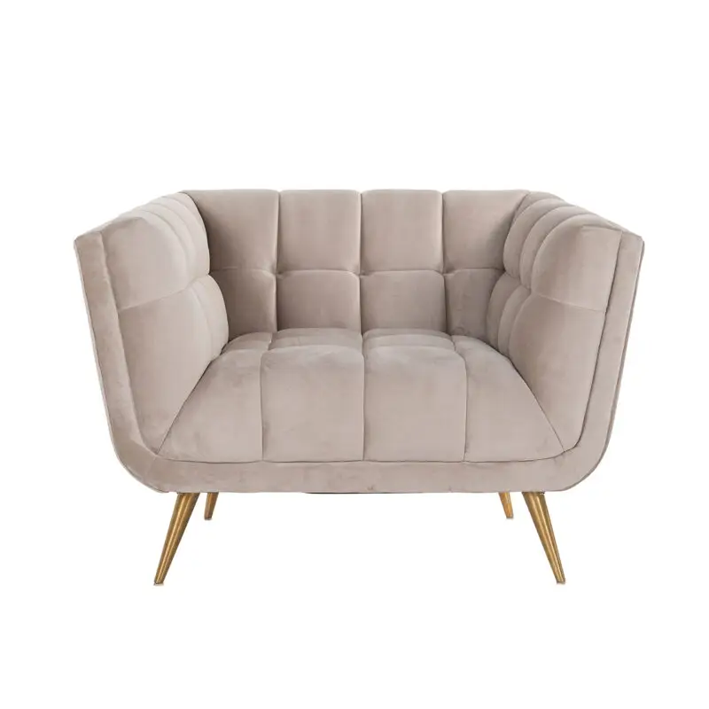 - Fauteuil Huxley Khaki velvet / Brushed gold (Quartz Khaki 903)
