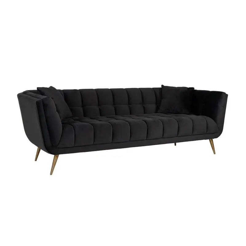 - Bank Huxley Antraciet velvet / Brushed gold (Quartz Antraciet 801)