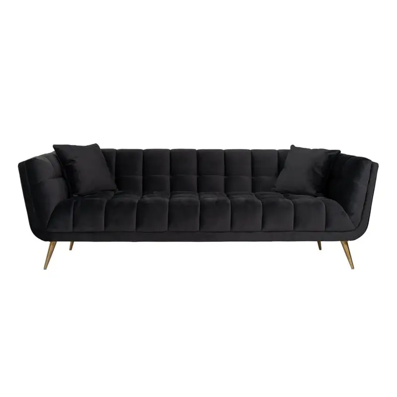 - Bank Huxley Antraciet velvet / Brushed gold (Quartz Antraciet 801)