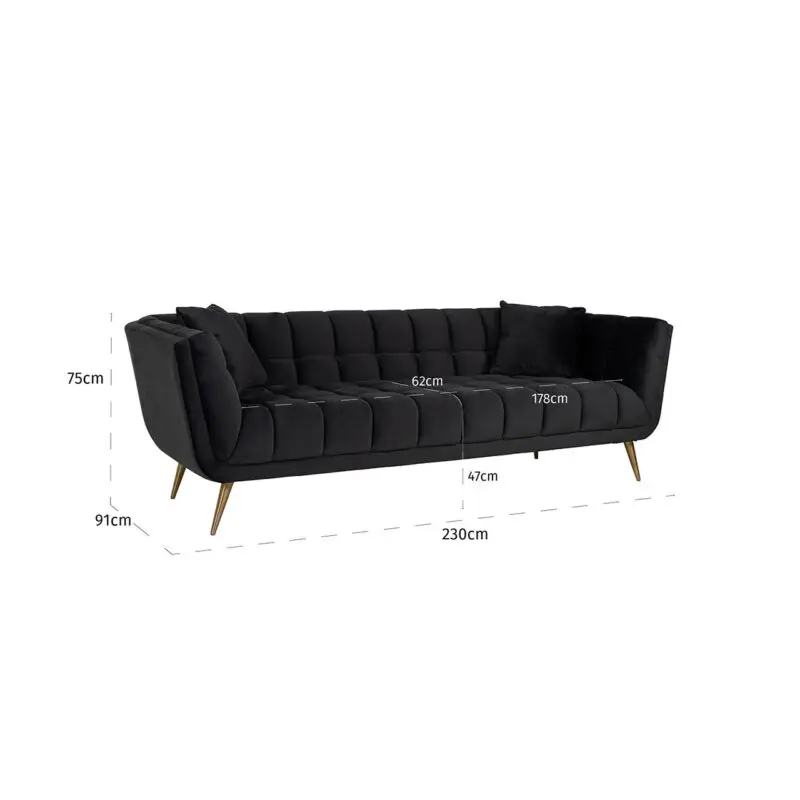 - Bank Huxley Antraciet velvet / Brushed gold (Quartz Antraciet 801)