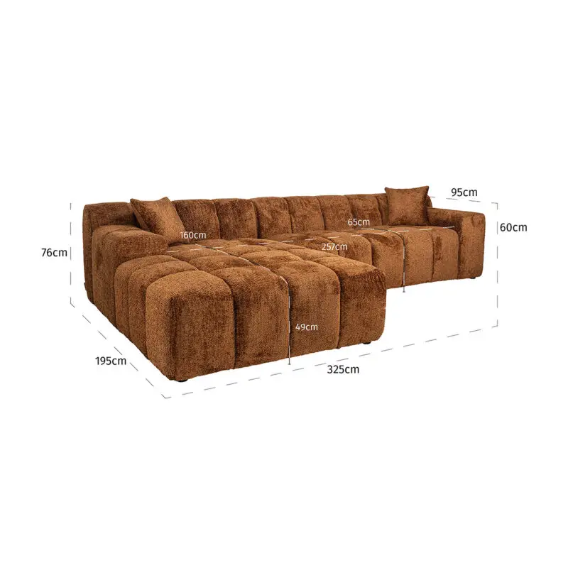- Sofa Cube 3-zits + lounge links (Be Lovely 603 Cinnamon)