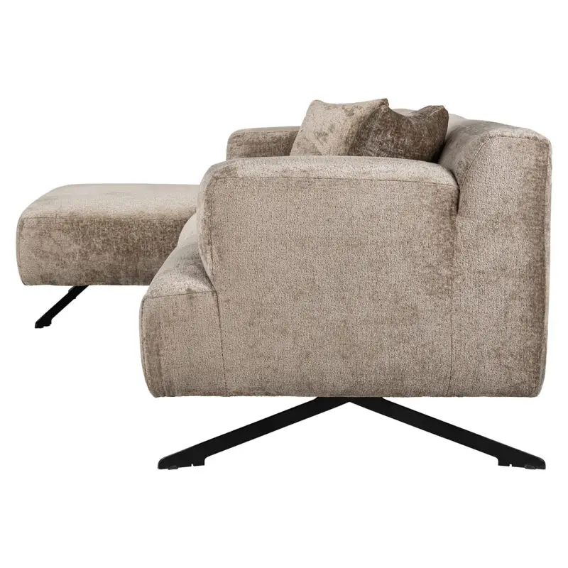 - Bank Donovan 3-zits + lounge links (Bergen 104 taupe chenille)