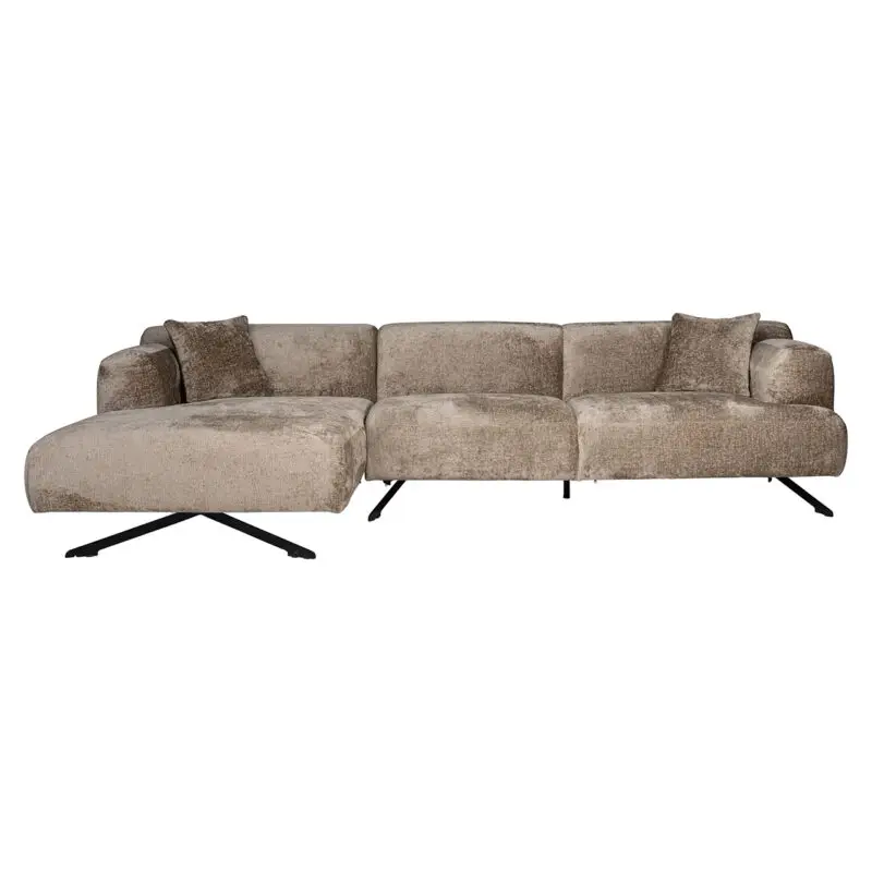- Bank Donovan 3-zits + lounge links (Bergen 104 taupe chenille)