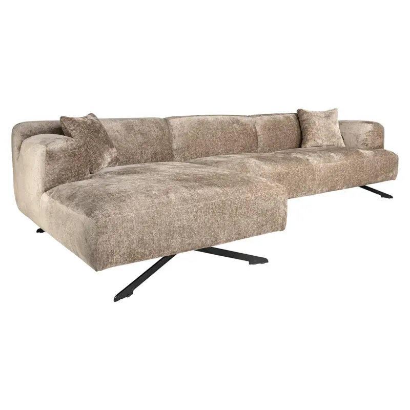 - Bank Donovan 3-zits + lounge links (Bergen 104 taupe chenille)