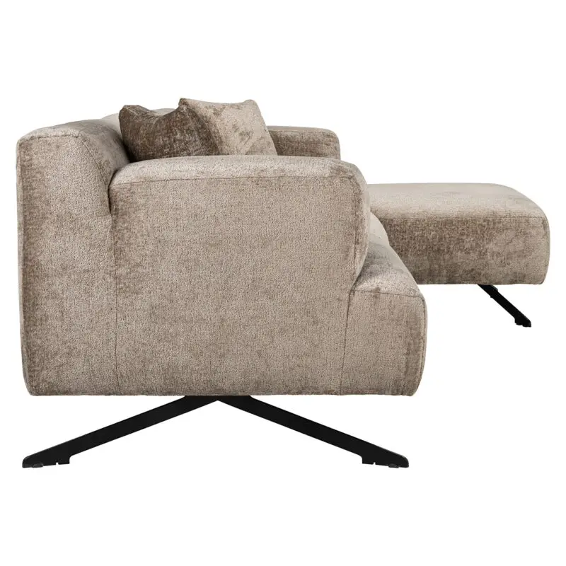 - Bank Donovan 3-zits + lounge rechts (Bergen 104 taupe chenille)