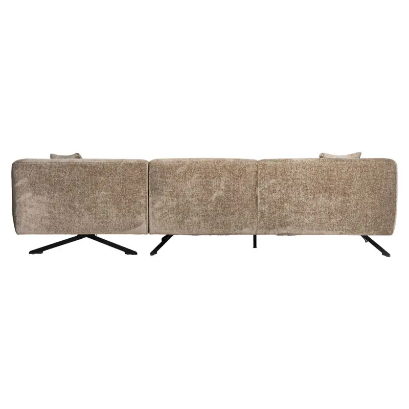 - Bank Donovan 3-zits + lounge rechts (Bergen 104 taupe chenille)