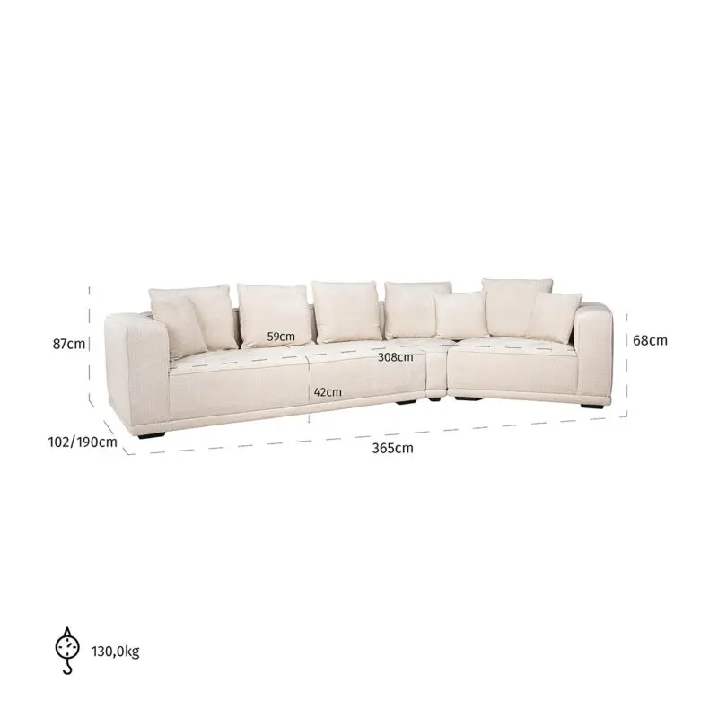 - Sofa Lusso 4-zits beige chenille (Niagara 902 beige Chenille)