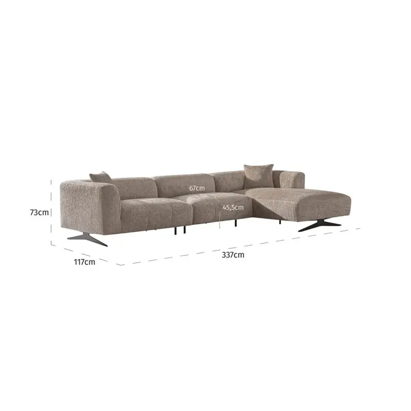 - Bank Hoxton 3-zits + lounge rechts (Be Lovely 170 Beige)