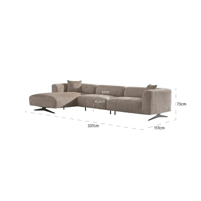 - Bank Hoxton 3-zits + lounge links (Be Lovely 170 Beige)