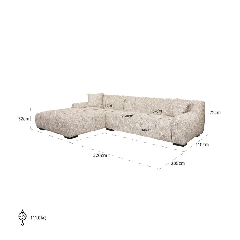- Bank Hazel 3-zits + lounge links trendy nature (Be Trendy 01 Nature)