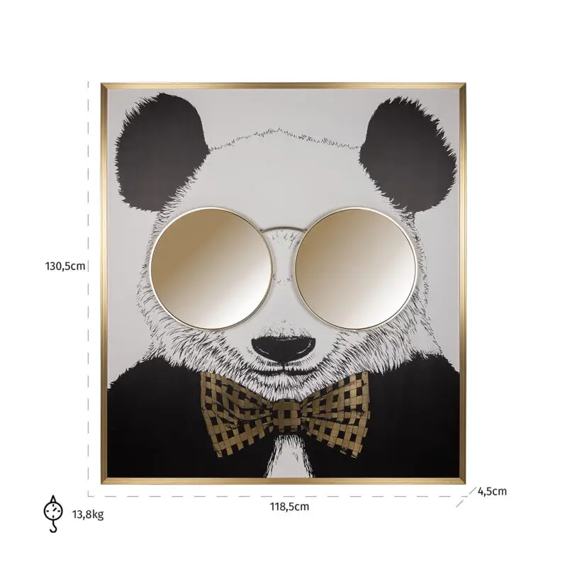 - Wall art shiny Panda (Black/gold)