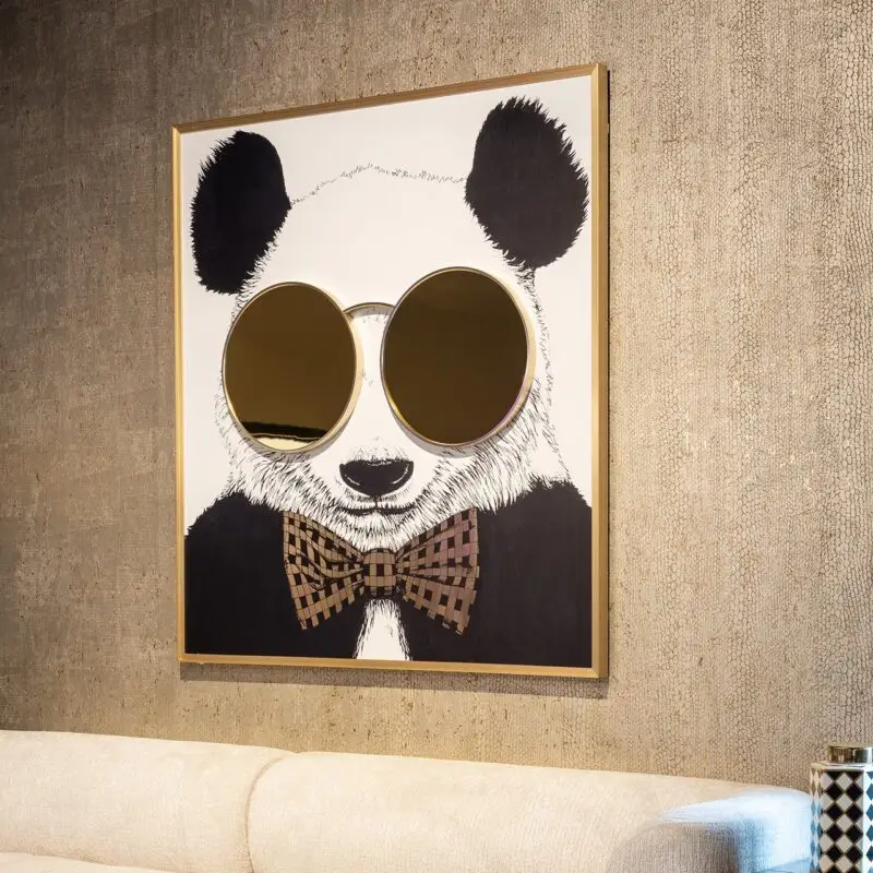 - Wall art shiny Panda (Black/gold)