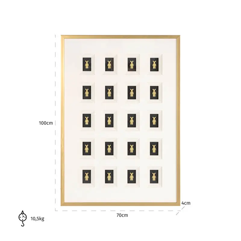 - Wall art Bear block 3D (Black/gold)