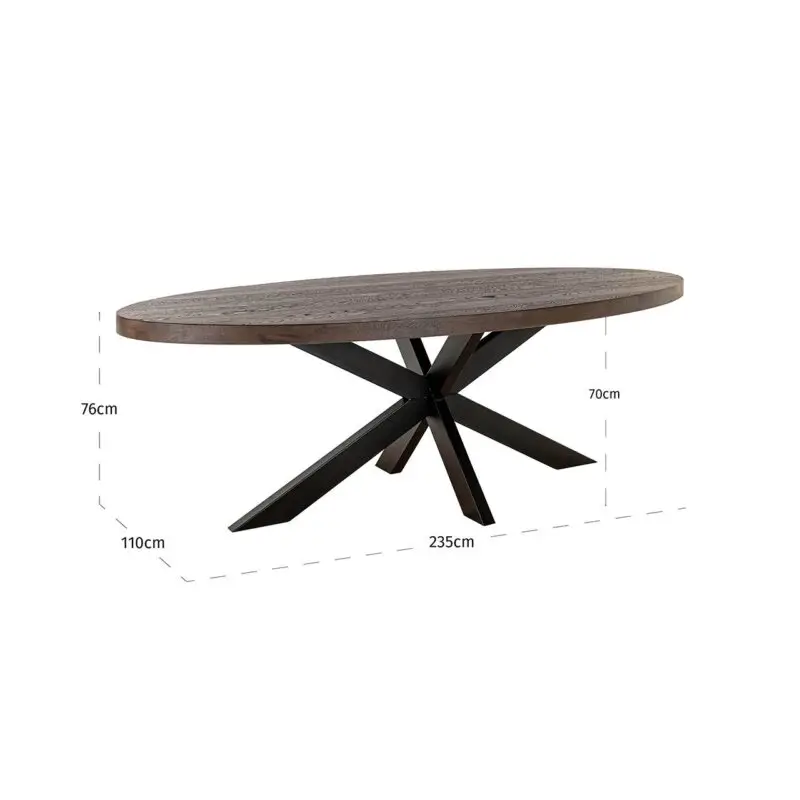 - Eettafel Watson bruin 235 incl. spider leg black (Dark brown)