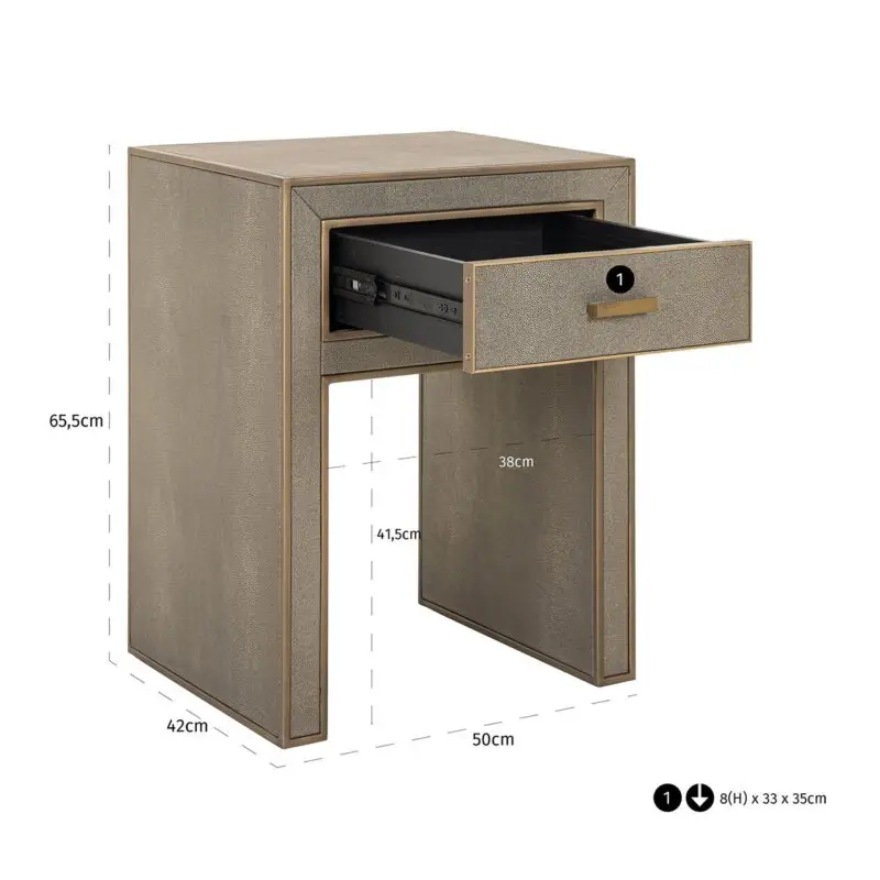 - Nachtkastje Bloomville 1-lade incl. glas (Brown)